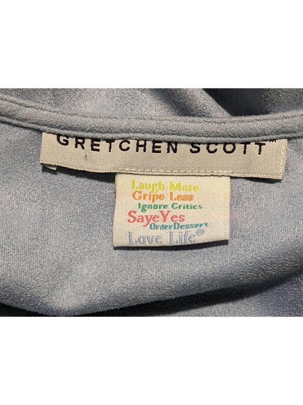 Gretchen Scott long sleeve blue faux suede waterfall open cardigan S - Picture 4 of 7
